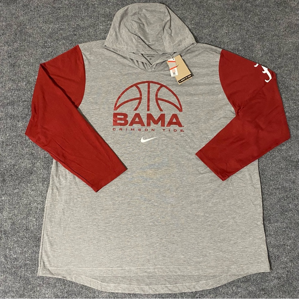 Nike Alabama Crimson Tide Basketball Mens 3XL Long-Sleeve Hooded T-Shirt NWT